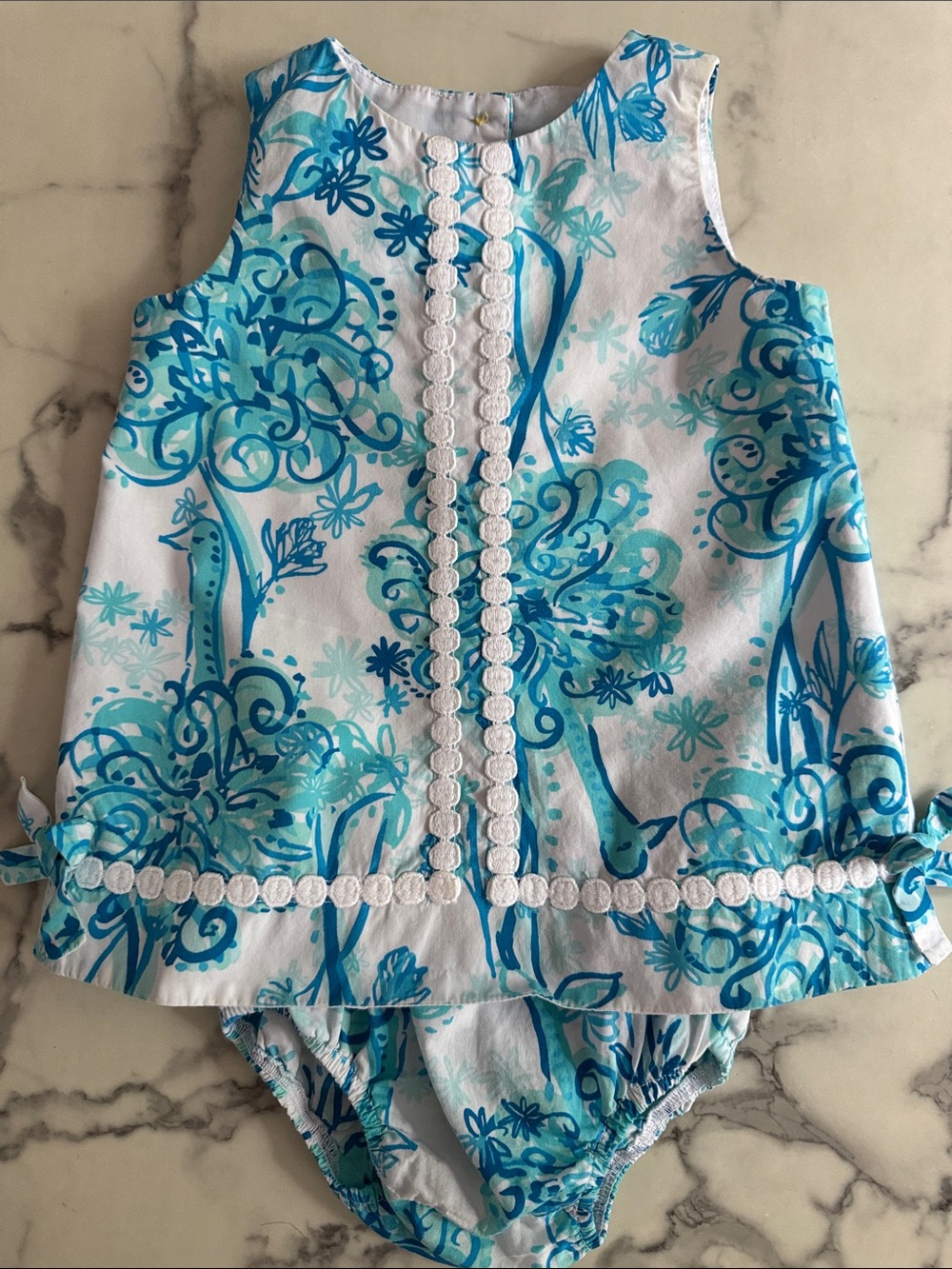 Lilly Pulitzer Baby Lined Floral Shift Dress & Bloomers Set 12-18mos